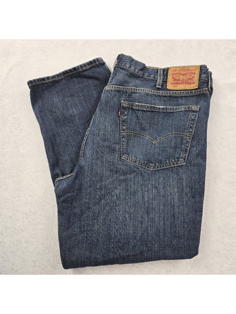 Levis 559 Relaxed Straight Fit Jeans Mens 44X32 Blue Denim Indigo Wash